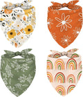 Whaline 4Pcs Boho Pet Bandanas Spring Daisy Dog Scarf Washable Adjustable Triangle Dog Bibs Puppy Neckerchief for Cat Pet Birthday Costume Accessories