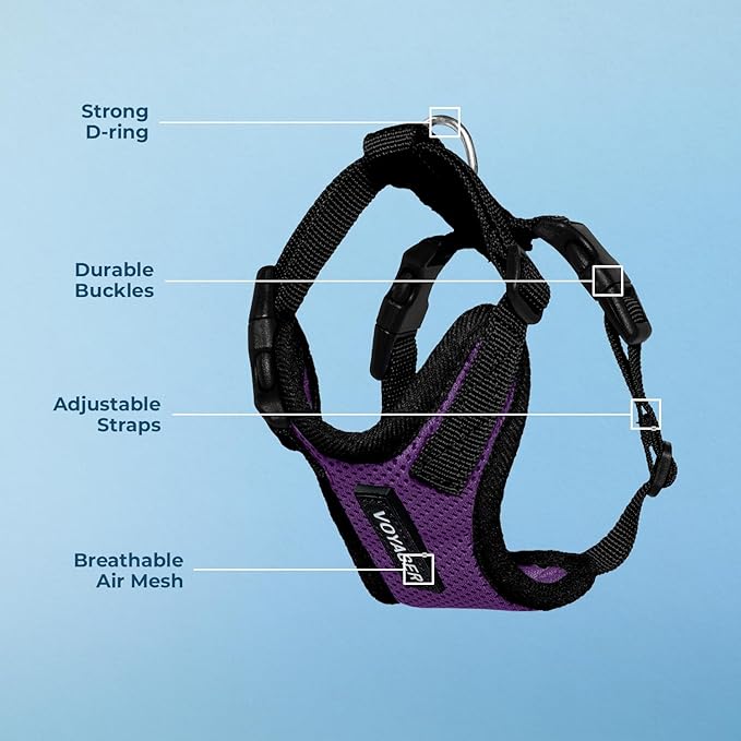 Voyager Step-in Pet Harness - All Weather Mesh, Adjustable Step in Harness for Cats and Dogs by Best Pet Supplies - Purple/Black Trim, S