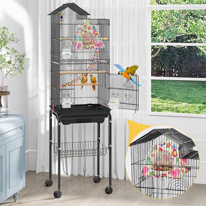 All-Season Bird Bed & Nest Tent with Dual-Sided Mat — Compact Hammock Cage Accessory for Budgies, Lovebirds, Finches, Parrotlets & Small Birds (Medium)