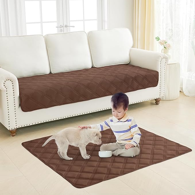 Smiry Waterproof Dog Bed Cover Blanket 52x82, Soft Reversible Pet Blanket, Washable Leakproof Cats Dogs Couch Cover for Sofa, Couch, Furniture, Brown/Chocolate