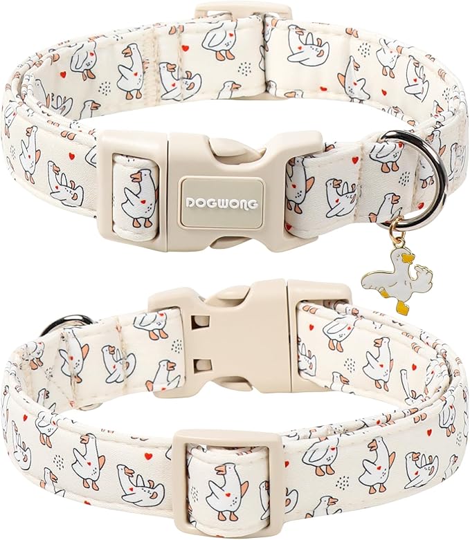 DOGWONG Goose Adjustable Pet Collar Comfortable Spring Summer Puppy Collar Cute Cotton Collars Durable Necklace Gift for Small Dogs,S