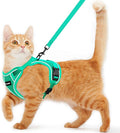 Cat Harness and Leash for Walking Escape Proof Soft Adjustable Cat Leash Breathable Comfortable Vest Easy to Wear Kitten Harness for Outdoor Travel Emerald S
