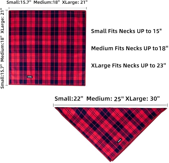 Dog Bandanas XLarge-5PCS Birthday Gift Puppy Bandana Vibrant Color Plaid Printing Adjustable Scarf Bib Handkerchief Accessories for Large Dog Pet