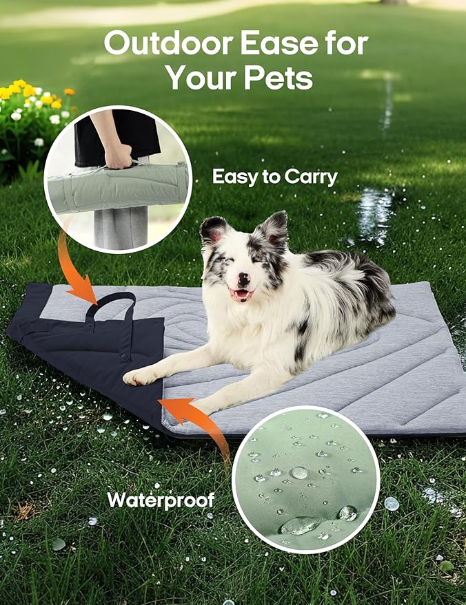 ZonLi Dog Cooling Mat, 43" x 30" Large, Waterproof Cooling Pad for Dogs & Cats, Portable & Durable Pet Mat for Crate, Trunk, Camping, Outdoors, Machine Washable, Tidal Blue