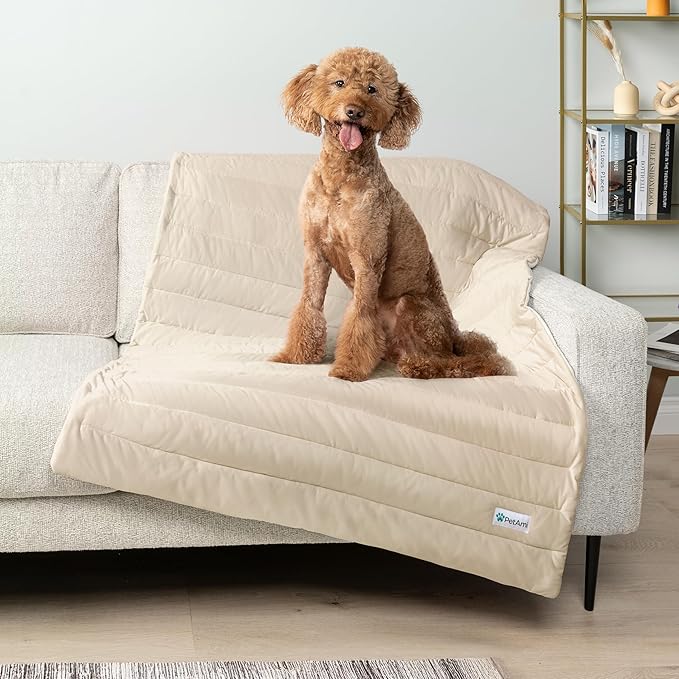 PetAmi Cooling Mat for Dog, Premium Pet Cooling Blanket for Crate Kennel, Indoor Cat Cool Sleeping Pad, Q-MAX Cold Sofa Couch Cover for Summer, Taupe/Beige, Small (24x32)