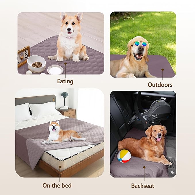 gogobunny 100% Double Sided Waterproof Dog Blanket Soft Pet Bed Cover Reversible Protect Furniture Couch Sofa Car for Puppy Large Dog Cat (Dark Sea Fog/Light Sea Fog, 68x82 Inch (Pack of 1))