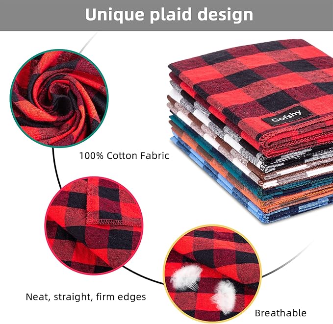 Dog Bandana Fall XLarge-Orange Brown Dog Scarf Buffalo Plaid Printing Adjustable Bib Handkerchief Accessories for Large Dogs (XL)