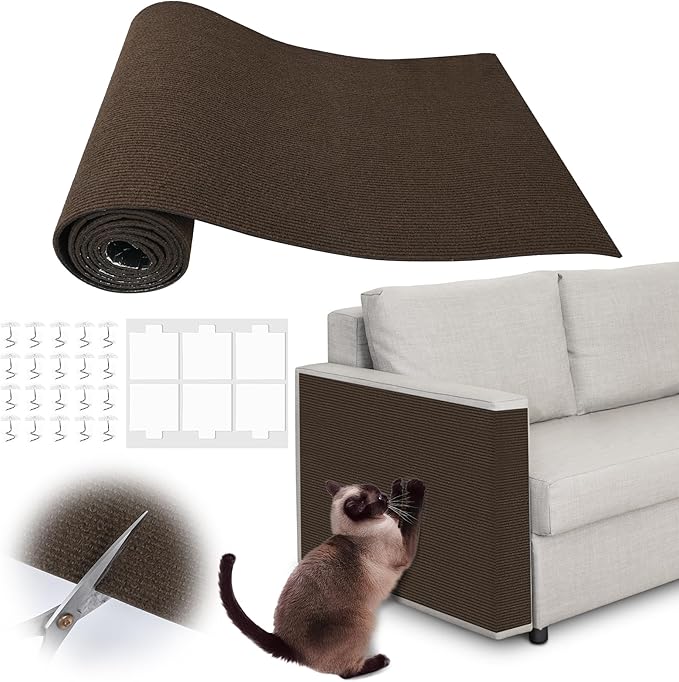 Cat Scratch Protectors for Furniture - 40" x 15.8" Trimmable Self-Adhesive Cats Claws Scratch Pads, Cat Climbing Couch Protector for Protecting Furniture Couch Chair Sofa Cats Pet Gift (Brown)