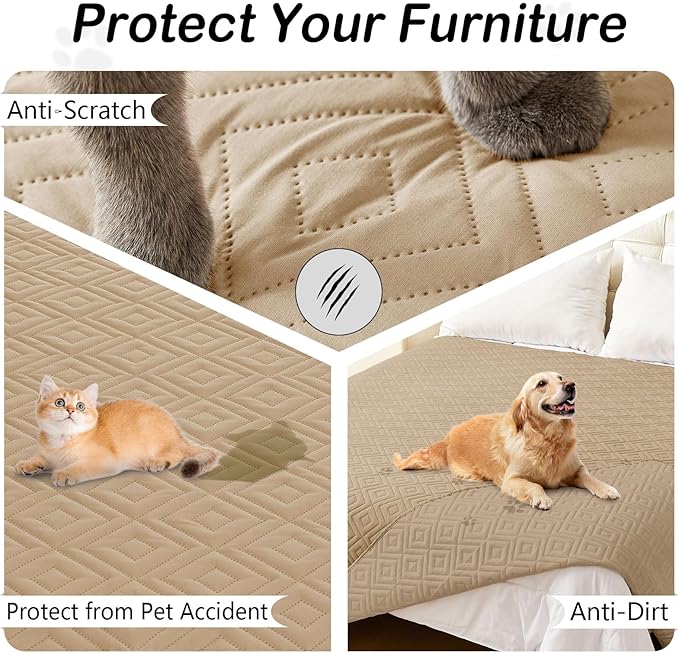 hyha Waterproof Dog Blanket, Soft Dog Bed Cover Pet Blankets, Waterproof Sofa Couch Cover for Dogs Washable, Reversible Pet Couch Covers for Sofa Furniture (68x82 Inch, Camel/Camel)