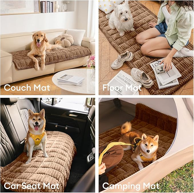 FUNNY FUZZY Pet Couch Covers for Sofa, Washable Dog Couch Cover Protector for Dogs, Flannel Couch Covers for Dogs Pet Friendly Pets Mat Bed (Brown, 35.4"x82.7")