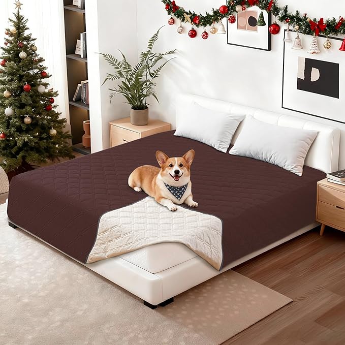 Waterproof Dog Bed Cover Pet Blanket, Soft Couch Cover for Dogs Washable, Non-Slip Dog Blanket Protect Furniture Couch Sofa Car for Puppy Large Dogs Cat (30x70 Inch, Coffee)
