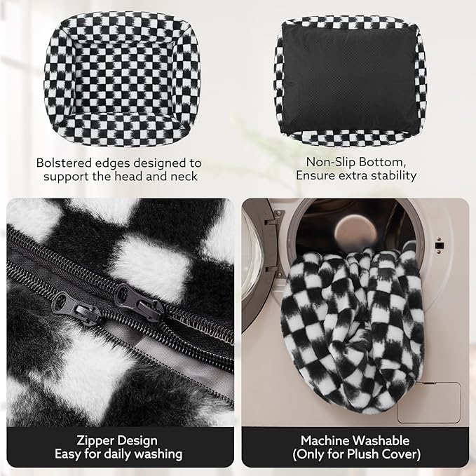 JOEJOY Large Dog Beds Large Sized Dog, Rectangle Washable Orthopedic Corduroy Fleece Pet Bed with Removable Zipper Cover, Cute Soft Calming Puppy Bed with Non Skid Bottom