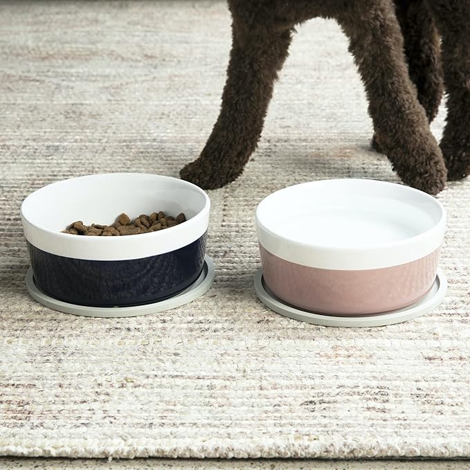 Waggo Habit Silicone Dog Placemat – Set of 2 Modern Heavyweight Silicone Dog Food Mats, Dishwasher Safe, Non-Slip, Solid Color – Black (Medium, 7")