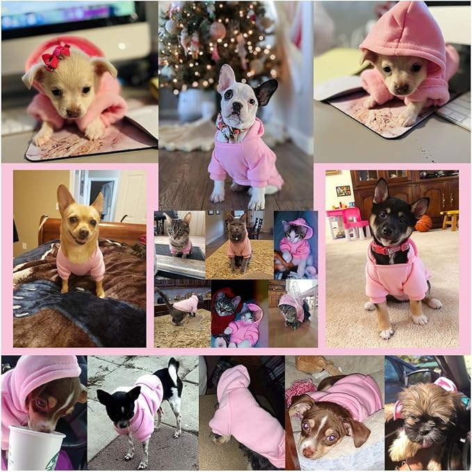 Jecikelon Winter Dog Hoodie Sweatshirts with Pockets Warm Dog Clothes for Small Dogs Chihuahua Coat Clothing Puppy Cat Custume (Purple, X-Large)
