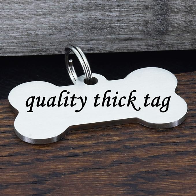 Ultra Joys Stainless Steel Pet ID Tag Dog Name Tags Personalized Front and Back Engraving, Customized Dog Tags and Cat Tag, Optional Engraved on Both Sides, Bone Tag Mountain Design, Silver Large