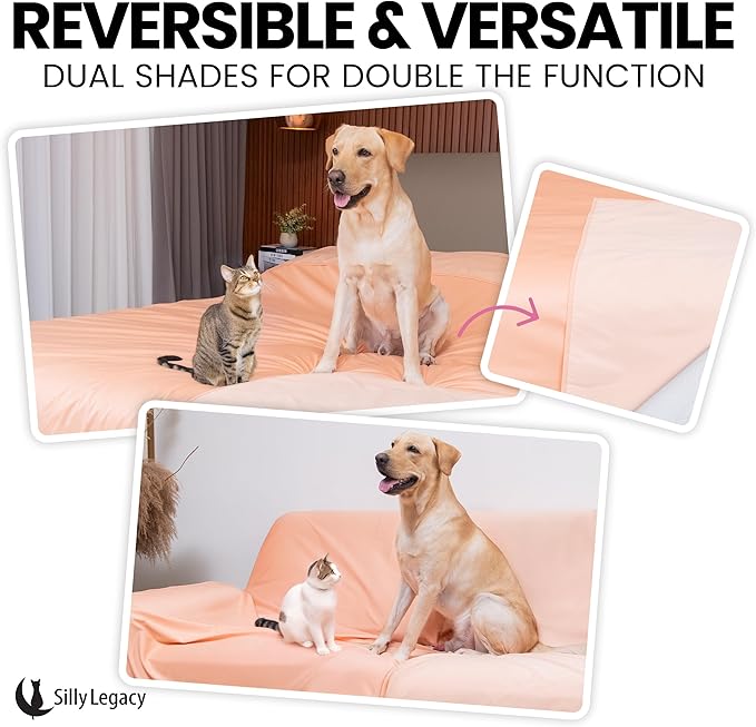 SILLY LEGACY Thin Reversible Waterproof Protective Cover or Liner for Bed or Couch (Twin Size, 90 x 55 inch), for Dogs and Cats, Babies; Incontinence, Urine, Drool