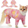 PUMYPOREITY Cat Recovery Suit, Stops Wound Licking After Surgery, Sticky Hair Shirt with Sticky Fabric, Cat Pajamas Prevents Over-Grooming, Kitten Onesie - Soft & Machine Washable, Pink, XS