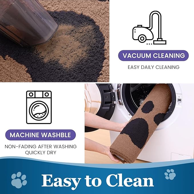 Buganda Dog Door Mat for Muddy Paws, Absorbent Dirt Trapper Washable Indoor Doormats, Non Slip Low-Profile Mud Mat for Dogs, Front Entrance Doormat for Inside Floor (40x32 Inches, Camel and Black)