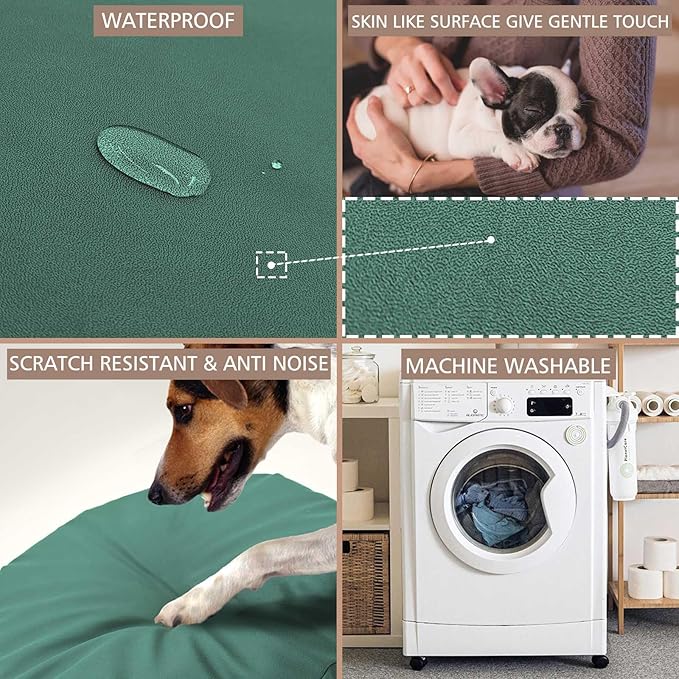 Dog Bed Cover Waterproof Replacement Machine Washable Covers for Dog Bed Heavy Duty Scratch Resistant Mattress Protector Pet Bed 20x15 Inch Dark Green Cover Only