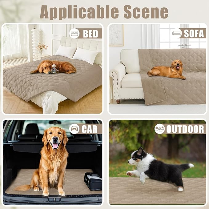 Smiry Waterproof Dog Bed Cover Blanket 52x82, Soft Reversible Pet Blanket, Washable Leakproof Cats Dogs Couch Cover for Sofa, Couch, Furniture, Taupe/Taupe