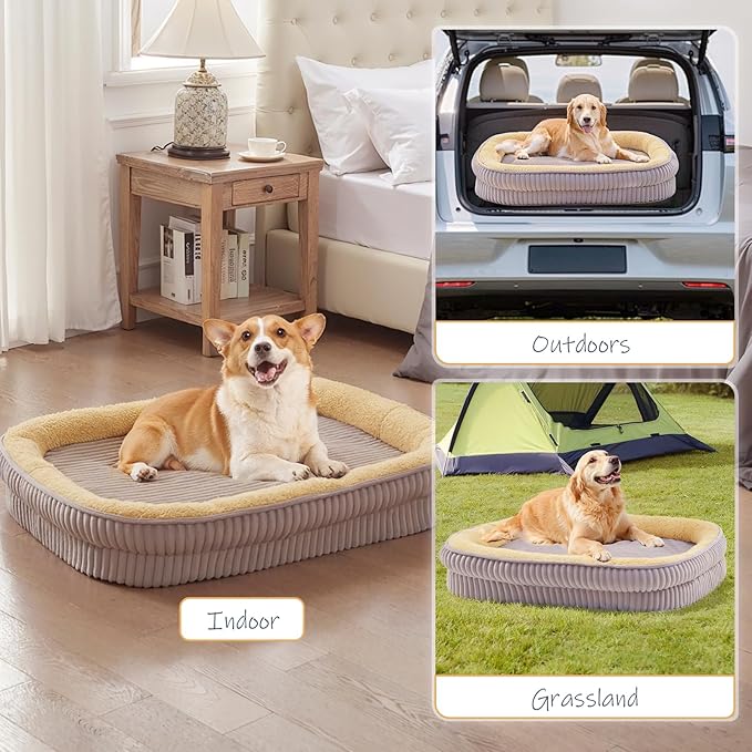 Orthopedic Dog Bed for Small Dogs Breeds, High Density Egg Crate Foam Dog Sofa Beds,Oval Kennel Bed, Pet Couch Bed with Four Sided Bolster, Removable Washable Cover& Non-Slip Bottom