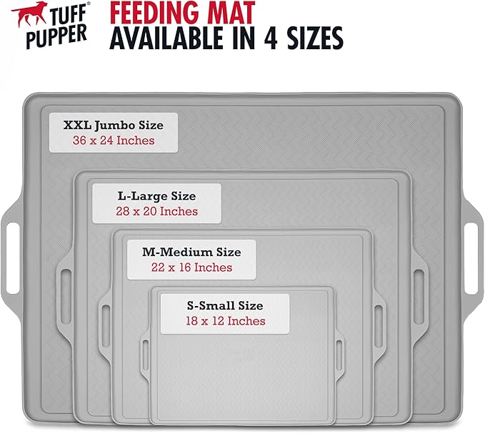 Tuff Pupper 18x12 Small Dog Feeding Mat for Food and Water | Dog Food Mats for Floors | Waterproof Dogs Water Bowl Mats | Dogs Placemats Pet Food-Mat | Silicone Feeding Mat for Cats and Cat Bowls