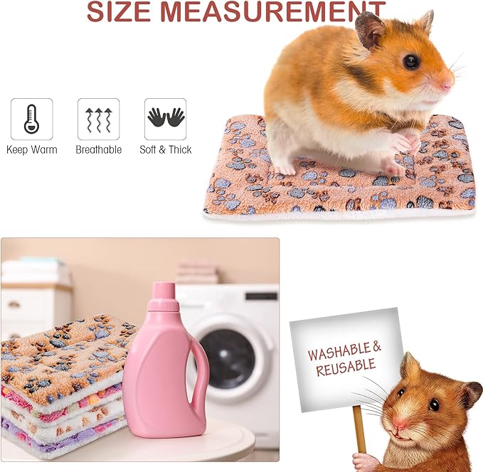 Tuanse 4 Pack Ultra Soft Dog Cat Bed Mat Small Animal Guinea Pig Bed with Cute Print Reversible Fleece Dog Crate Kennel Pad Cozy Washable Thickened Hamster Pet Beds Mat(13 x 10 Inches,Vivid Color)