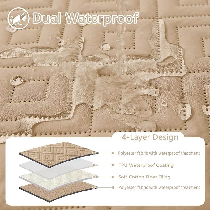 hyha Waterproof Dog Blanket, Soft Dog Bed Cover Pet Blankets, Waterproof Sofa Couch Cover for Dogs Washable, Reversible Pet Couch Covers for Sofa Furniture (68x82 Inch, Camel/Camel)