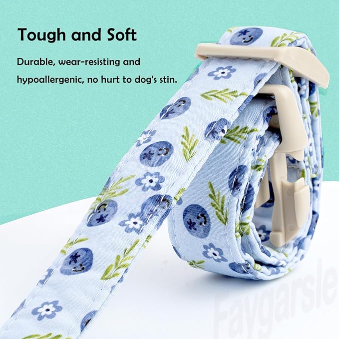 Faygarsle Blueberry Pattern Dog Collar for for Summer Small Medium Large Dogs Light Blue M