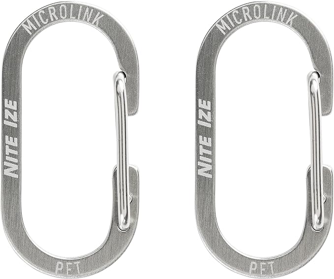 Nite IZE MicroLink Pet Tag Carabiner, Stainless Steel Cat and Dog Tag Clip, 2 Count (Pack of 1)