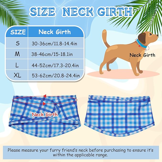 Talltalk 5 Pieces Dog Cooling Bandanas Neck Wraps Ice Scarf Pet Dog Cooling Collar Hunting Training Hiking Camping Accessories for Summer(Plaid,L)