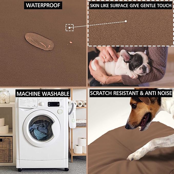 Dog Bed Cover Waterproof Replacement Machine Washable Covers for 54x44 Inch Dog Bed Heavy Duty Scratch Resistant Mattress Protector Pet Bed Cover Only Brown
