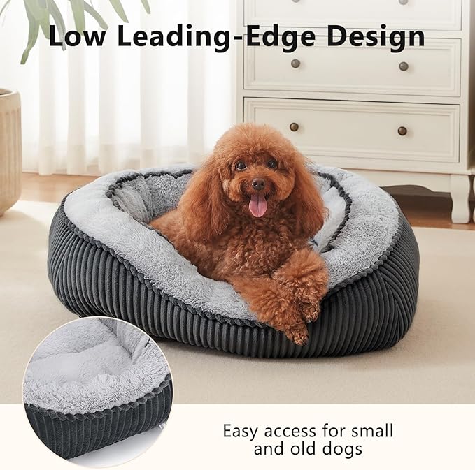 SIWA MARY Medium Dog Bed for Medium Large Dogs, Rectangle Dog Bed Medium Size Dog, Washable Orthopedic Pet Bed, Durable Calming Puppy Bed with Anti-Slip Bottom(30"x 24"x 9")