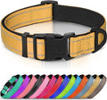 Joytale Reflective Dog Collar, Soft Neoprene Padded, Metal D-Ring, Nylon Pet Collar Adjustable for Extra Large Dogs, Khaki, XL