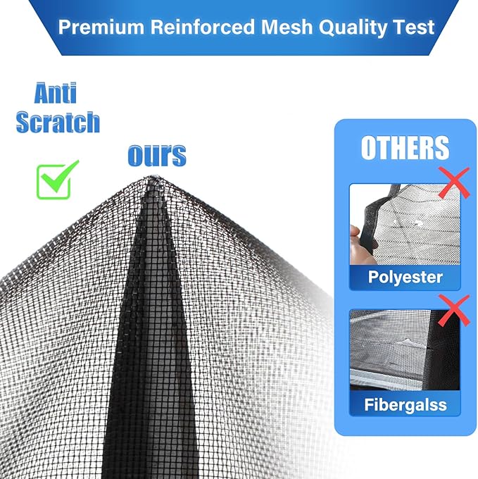 Magnetic Screen Door Upgraded PET Mesh Stronger Than Fiberglass and Polyester,Hands Free,Keeps Bugs Out,Pet & Kid Friendly,Suitable for Sliding Door,Large Patio Door and French Door-74''x80''