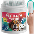 Premium Teeth Cleaning Wipes for Dogs & Cats - 50 Pcs - Pet Dental Care Finger Pads for Fresh Breath & Oral Hygiene - Embossed Pattern & Nano Plastic-Dotting to Remove Plaque & Tartar