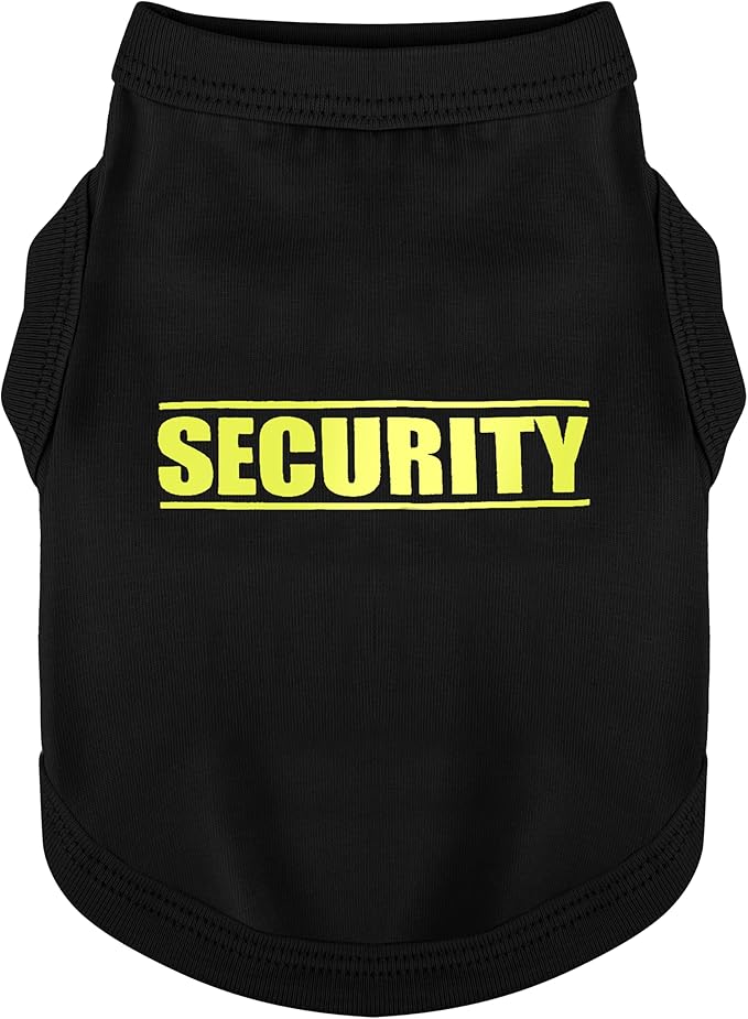 Discover Cozy Cotton Canine Wear: Soft, Lightweight, and Breathable Dog Shirt Vest with Eye-Catching Graphics(Security), Keeping Your Furry Friend Warm and Comfy! Black 3XL