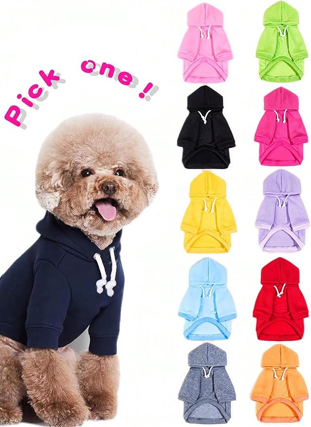 QWINEE Basic Dog Hoodie Sweatshirt Puppy Sweater Warm Cat Costumes Pet Clothes for Chihuahua Puppy Kitten Small Medium Dogs Yellow X-Small
