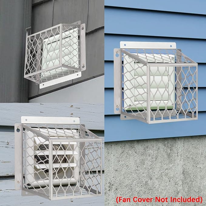 Dryer Exhaust Guard Vent Cover,Dryer Vent Bird Guard for Most 3" to 4" Fan Cover, 7"Lx7"Wx5"H Stainless Steel Ventilation Bird Cage for Bathroom Exhaust Ventilation Fan