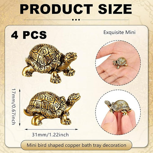 4 Pcs Mini Copper Bath Disk Ornaments Brass Bird Bath Purification Disks Birdbath Cleaner Single 0.6 oz Weight Universal Fit for Outdoor Birdbaths, Bowl(Turtle)