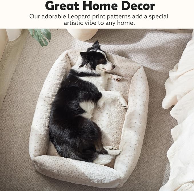 JOEJOY Large Dog Beds Large Sized Dog, Washable Orthopedic Premium Soft Corduroy Fleece Pet Bed with Removable Zipper Cover, Cute Calming Puppy Bed with Non Skid Bottom