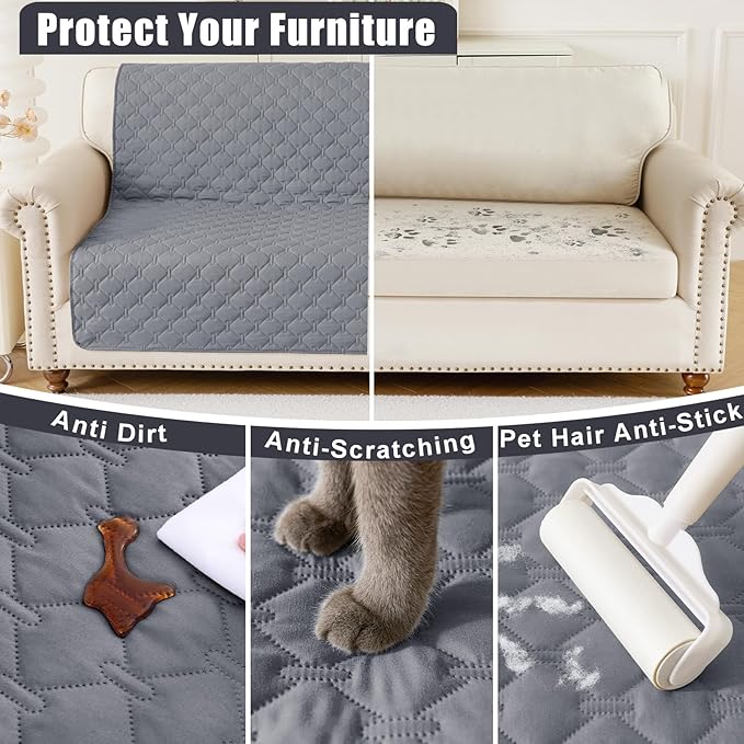 Smiry Waterproof Dog Bed Cover Blanket, Soft Reversible Pet Blanket, Washable Leakproof Cats Dogs Couch Cover for Sofa, Couch, Furniture (30x53 Inch, Grey/Dark Grey)