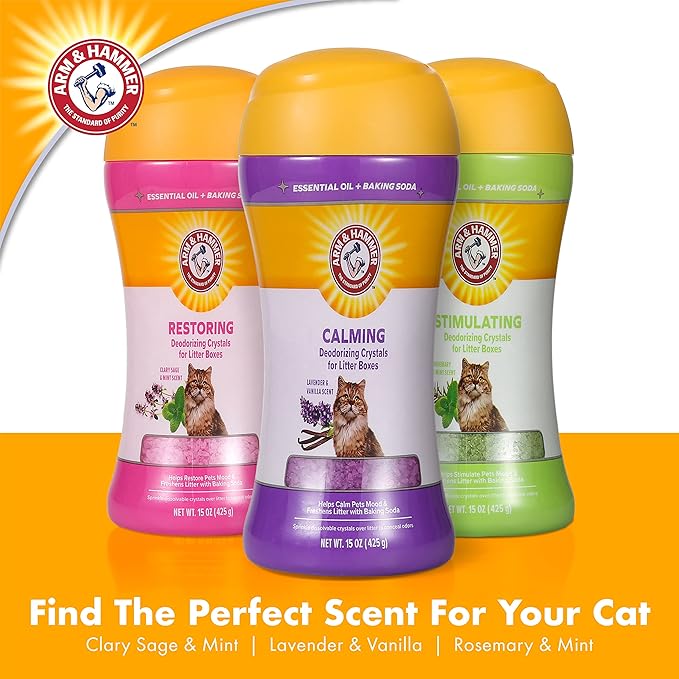 Arm & Hammer Deodorizing Cat Litter Crystals, Lavender & Vanilla Scent | Odor Neutralizing | For Litter Boxes | 15 Oz | Pack of 2