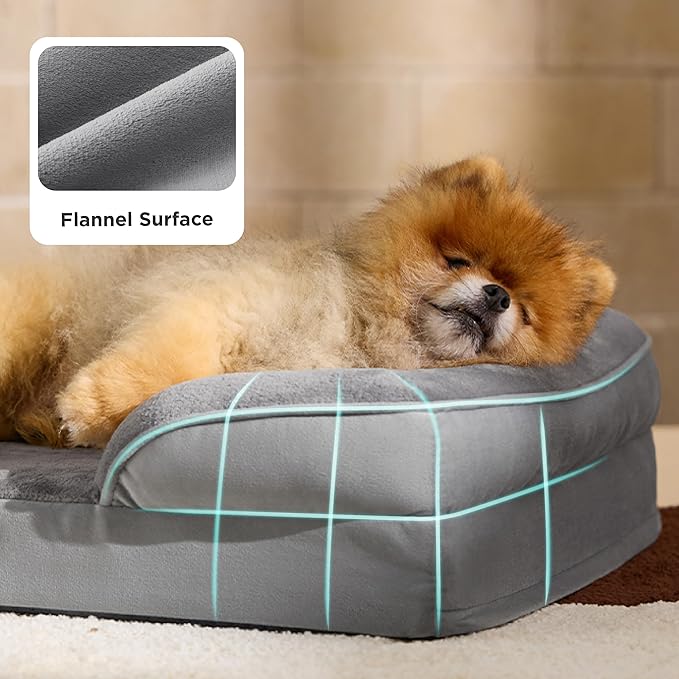 Bedsure Orthopedic Dog Beds for Small Dogs - Washable Small Dog Cat Bed Waterproof, Comfort Pet Couch Sofa with Washable Removable Cover, Pets Bed with Nonskid Bottom, Lavender, 24"