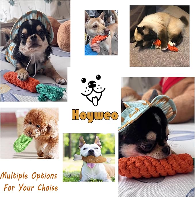 3PCS Natural Cotton Rope Toys for Small Dogs and Puppies, Dog Dental Care Chew Toys for Teething, Anxiety Relief,Helps Clean Teeth & Prevent Furniture Destruction(Slipper Set)