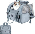 Lollimeow Expandable Cat Carrier Backpack for Large Cats - Airline Approved Pet Carrier Backpack for Small Dogs, Hiking & Travel, Waterproof with Breathable Mesh, 22lbs Capacity (Light Grey, Large)