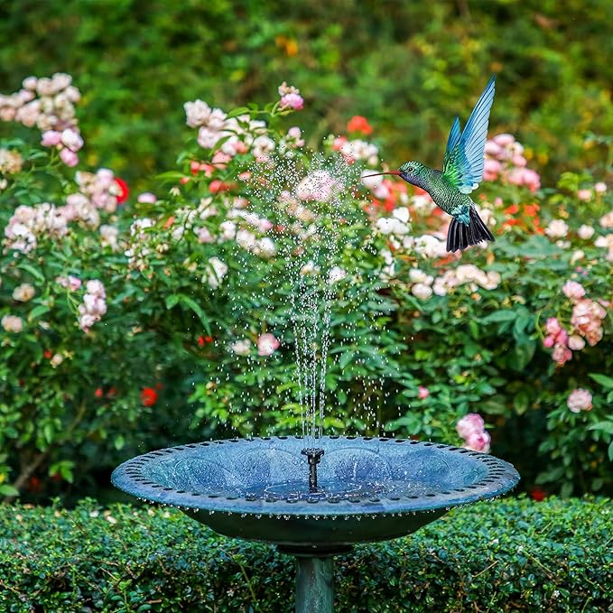 AISITIN Outdoor Solar Garden Fountain 3.5W Solar Pump Outdoor Pond with 6 Nozzles Floating Solar Fountain Pump for Bird Bath, Aquarium, Garden Fountain (1 Piece)