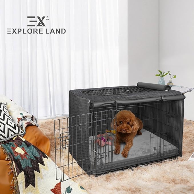 Explore Land Waterproof Dog Bed Cover Machine Washable Fluffy Dog Bed Replacement Cover, 48Lx36Wx4H inch, Gray