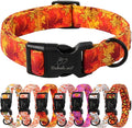 Fall Dog Collar, Gold Maple Leaves Pattern Fall Thansgiving Puppy Collar, Soft Adjustable Cotton Holiday Dog Collars for Small Medium Large Boy&Girl Dogs M