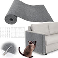 Cat Scratch Furniture Protector - 158" x 13.8" Trimmable Self-Adhesive Cats Claws Scratch Pads, DIY Cat Climbing Couch Protector for Scratch Post Cat Tree Replacement Indoor (Light Gray)